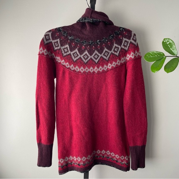 Eddie Bauer Wool Blend Fair Isle Turtleneck Roll Neck Knit Sweater Size Small - Picture 2 of 11